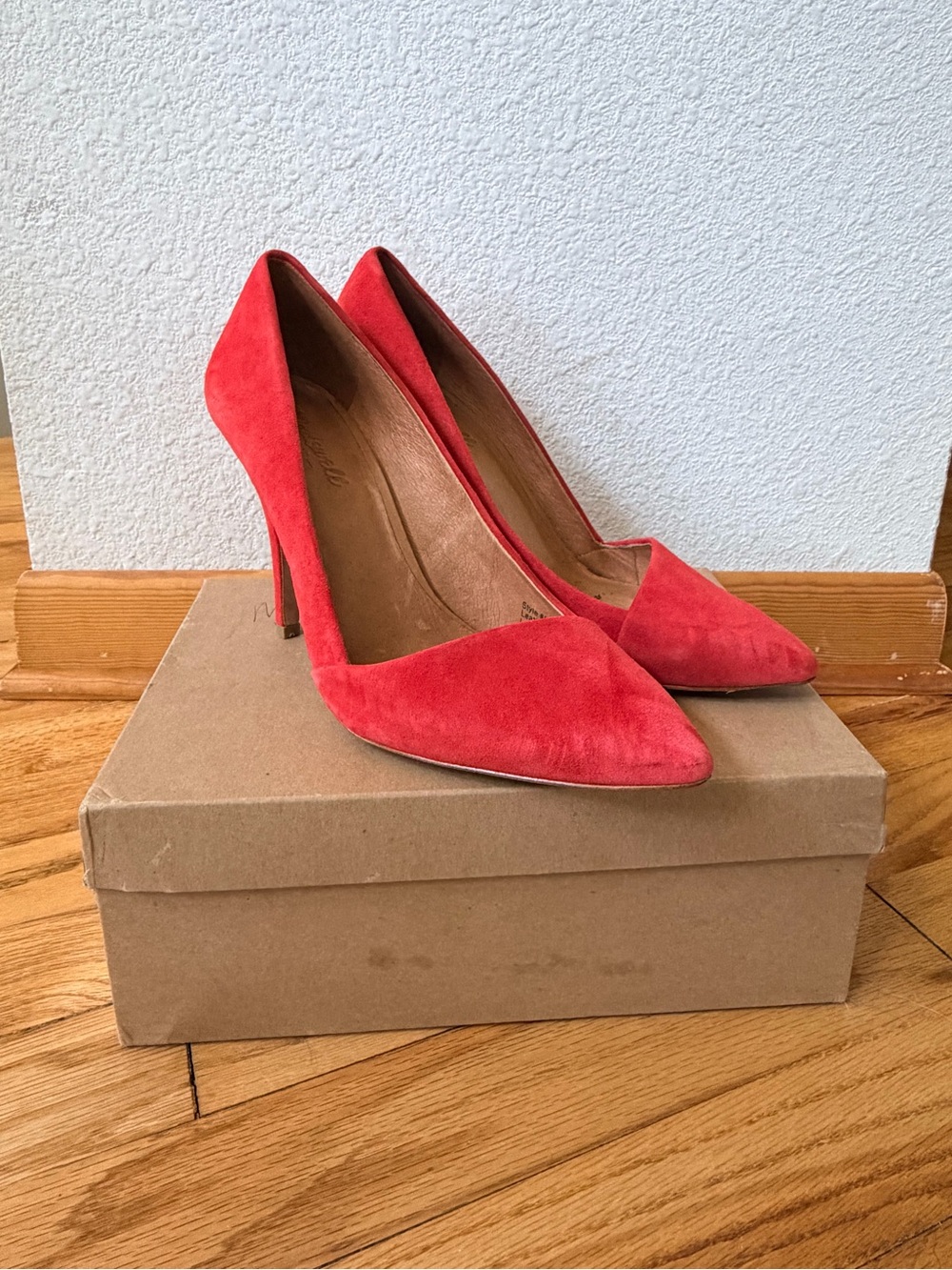 Madewell Flame Red Suede Pointed-Toe Pumps - Women's Heels